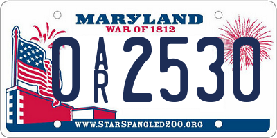 MD license plate 0AR2530
