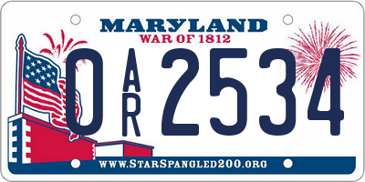 MD license plate 0AR2534