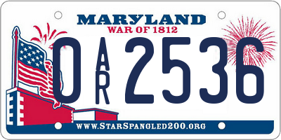 MD license plate 0AR2536