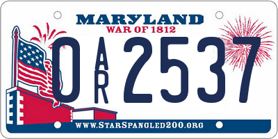 MD license plate 0AR2537