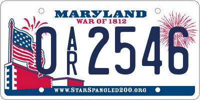 MD license plate 0AR2546
