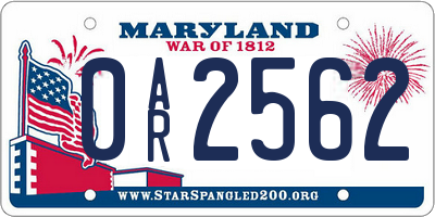 MD license plate 0AR2562