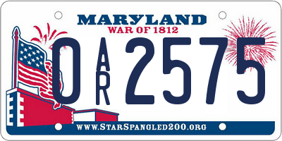 MD license plate 0AR2575