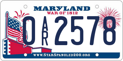 MD license plate 0AR2578