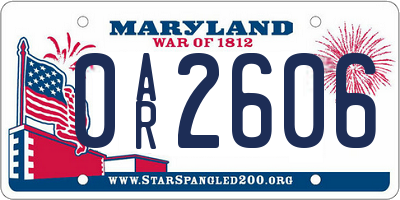 MD license plate 0AR2606