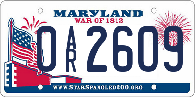MD license plate 0AR2609