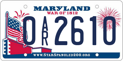 MD license plate 0AR2610