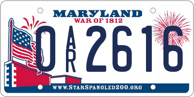 MD license plate 0AR2616