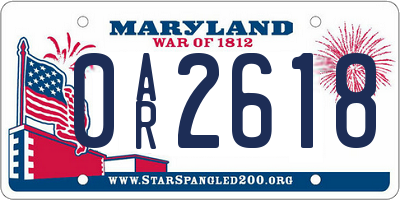 MD license plate 0AR2618