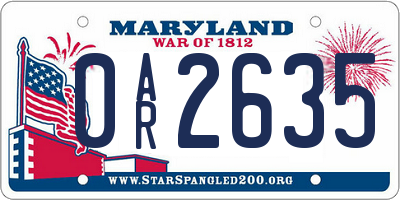 MD license plate 0AR2635