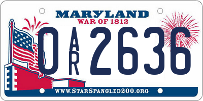 MD license plate 0AR2636