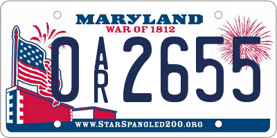 MD license plate 0AR2655