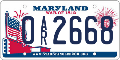 MD license plate 0AR2668