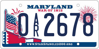MD license plate 0AR2678
