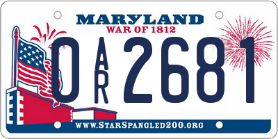 MD license plate 0AR2681