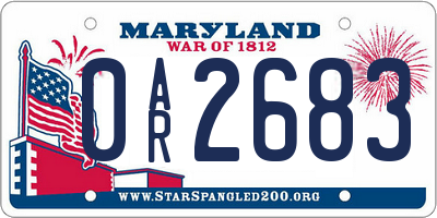 MD license plate 0AR2683