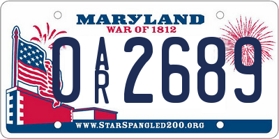 MD license plate 0AR2689