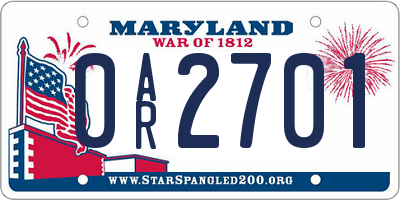 MD license plate 0AR2701