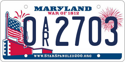 MD license plate 0AR2703
