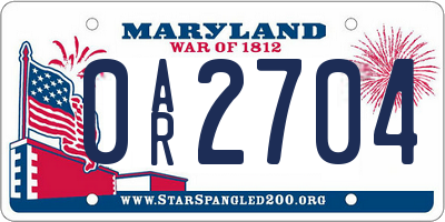 MD license plate 0AR2704