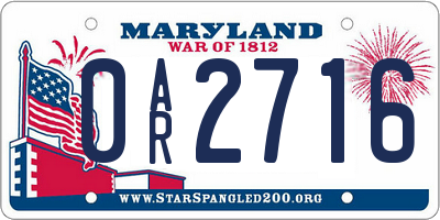 MD license plate 0AR2716