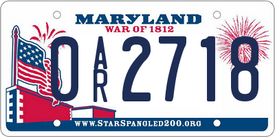 MD license plate 0AR2718
