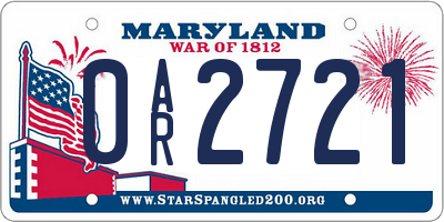 MD license plate 0AR2721