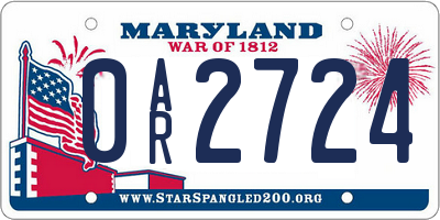 MD license plate 0AR2724