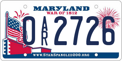 MD license plate 0AR2726