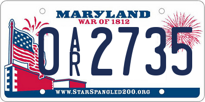 MD license plate 0AR2735