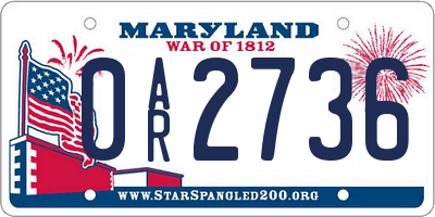 MD license plate 0AR2736
