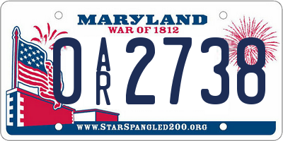 MD license plate 0AR2738