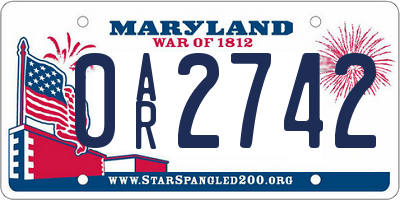MD license plate 0AR2742
