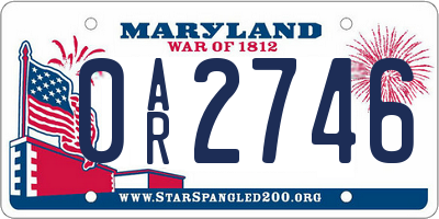 MD license plate 0AR2746