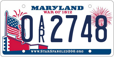 MD license plate 0AR2748