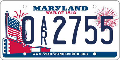 MD license plate 0AR2755