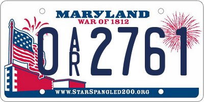 MD license plate 0AR2761