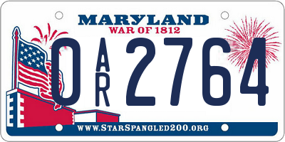 MD license plate 0AR2764