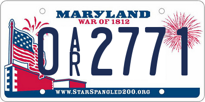 MD license plate 0AR2771