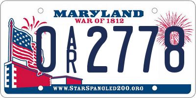 MD license plate 0AR2778