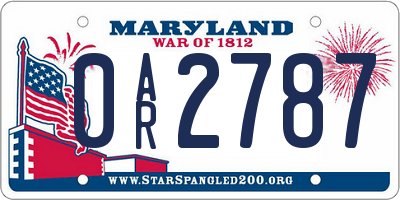 MD license plate 0AR2787