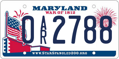 MD license plate 0AR2788
