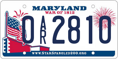 MD license plate 0AR2810