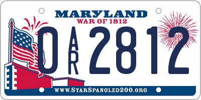 MD license plate 0AR2812