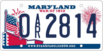 MD license plate 0AR2814