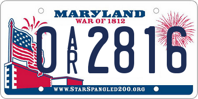 MD license plate 0AR2816