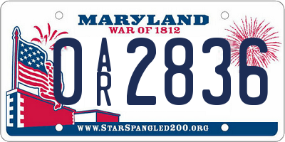 MD license plate 0AR2836