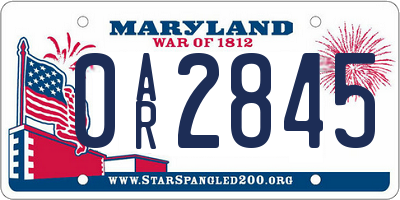 MD license plate 0AR2845