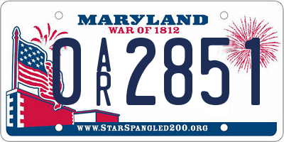 MD license plate 0AR2851