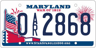 MD license plate 0AR2868